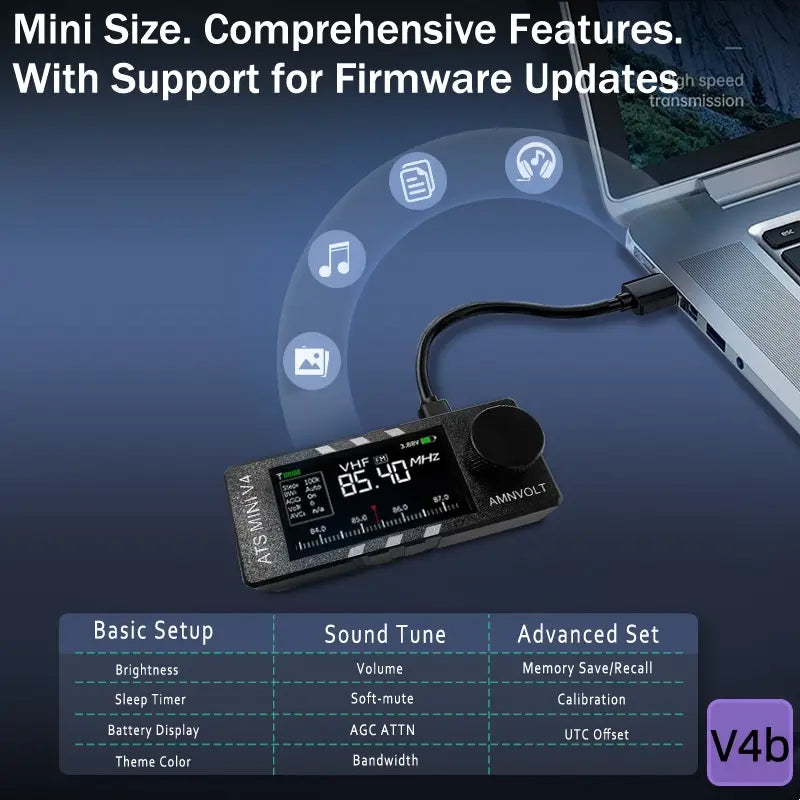 AMNVOLT V4b ATS MINI SI4732 Radio ALL Band DSP Radio FM AM SSB LSB USB Receiver with Added the Wired Headphone Feature