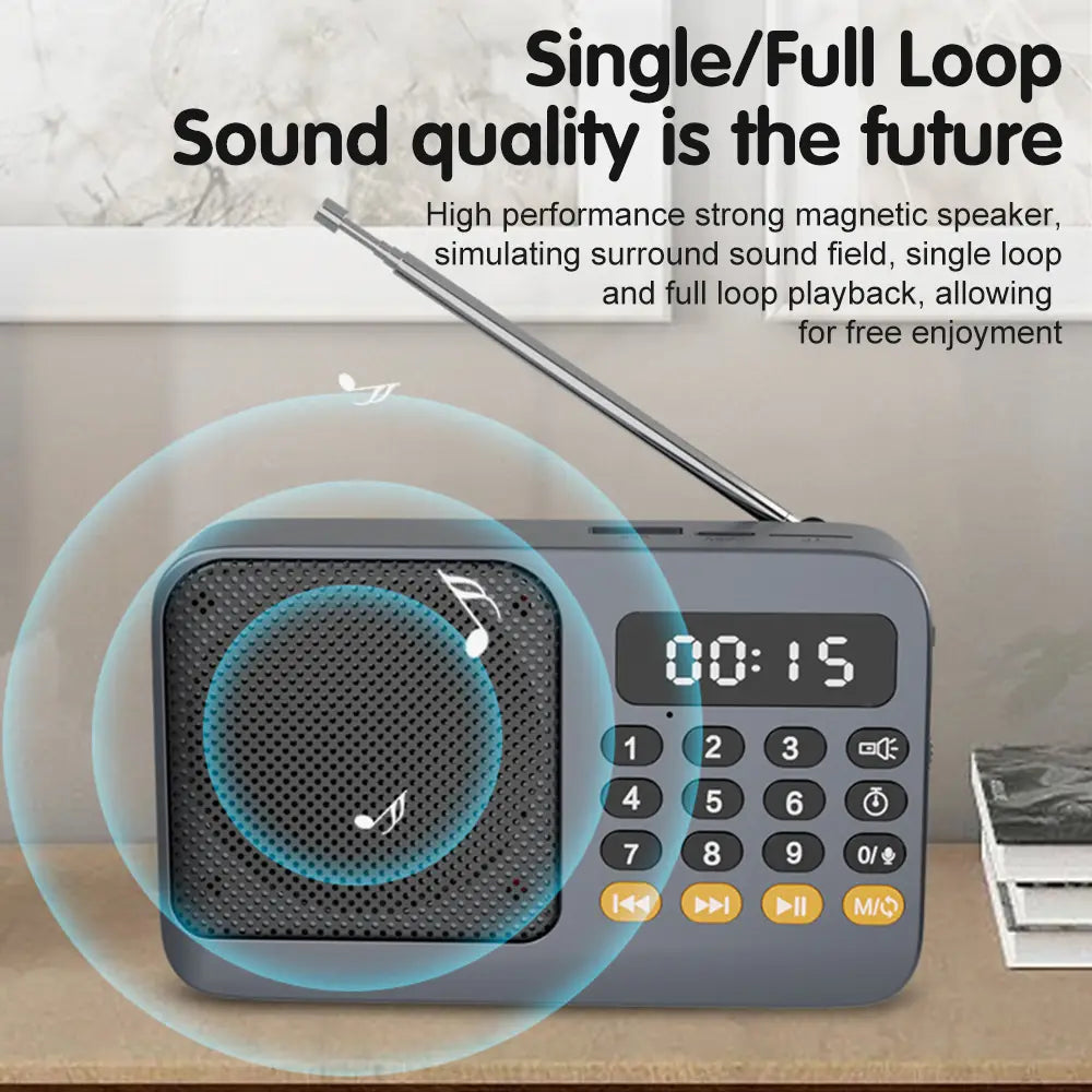 Handheld Rechargeable Digital FM USB TF MP3 Player Portable Radio Music Player Speaker Devices Supplies With LED Display Radio