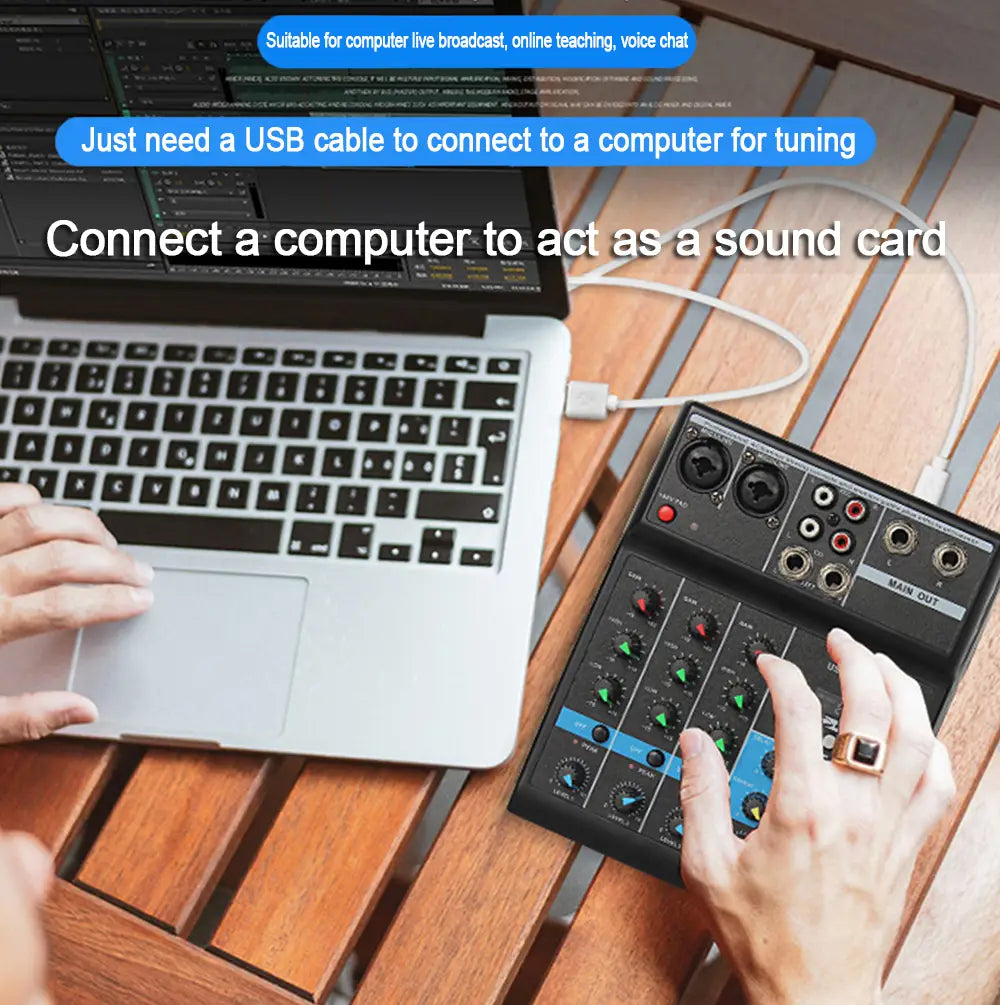 HD A4 A5 Sound Card Mixing Console Mixer Professional Audio 4 5 Channel Sound Mixer For Live Streaming DJ Audio Equipment