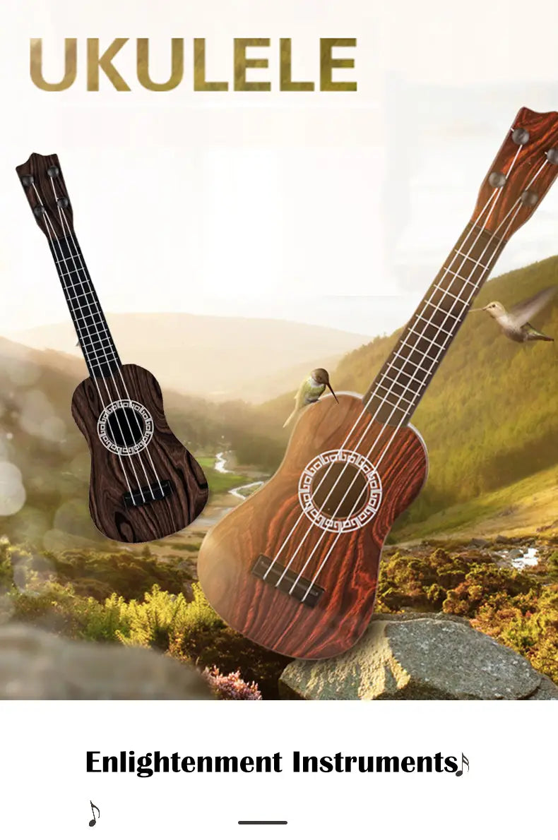 Toy Ukulele Classical Guitar Musical Instrument Kids Play Early Educational Learning Adjustable Atrings with Paddles 2 Colors