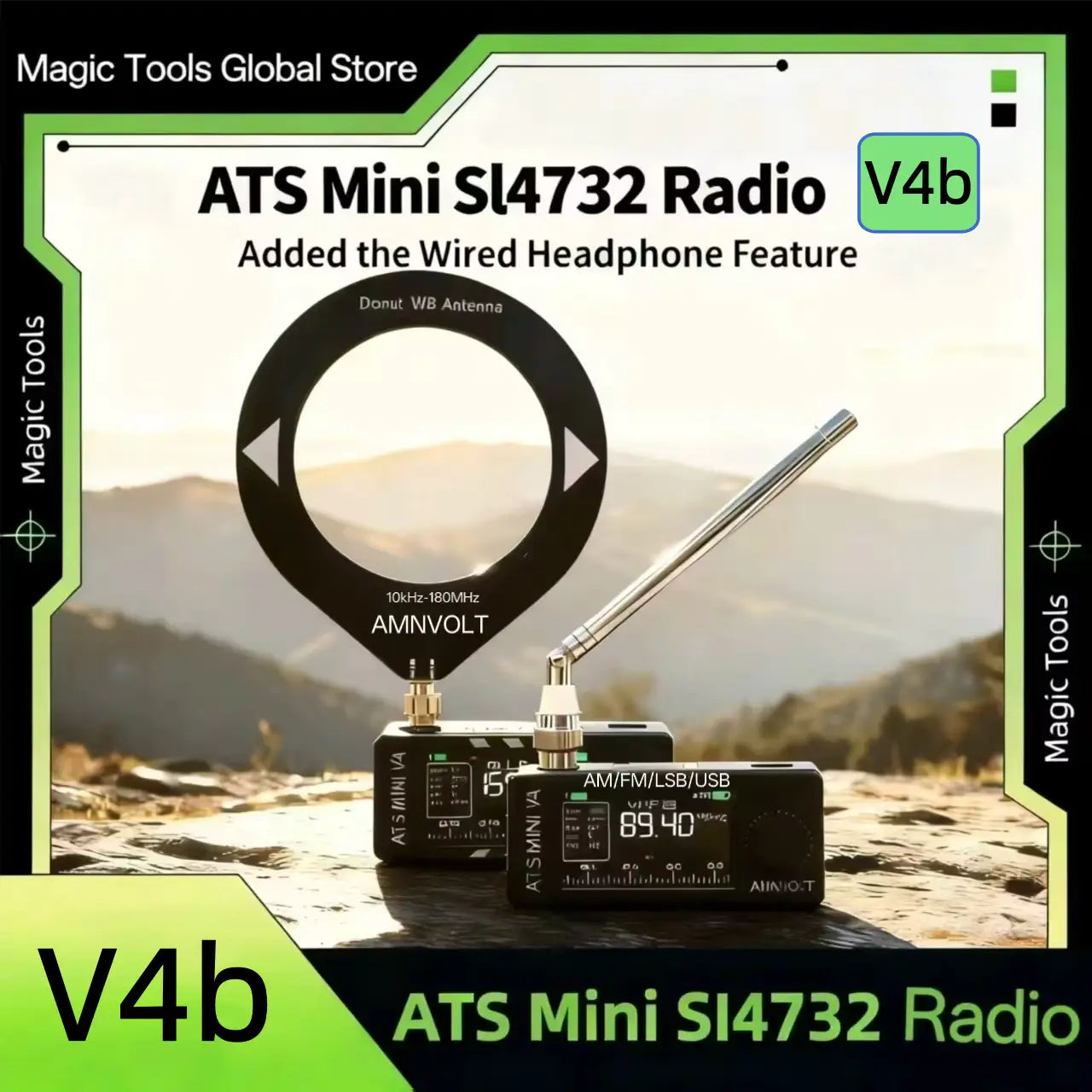 AMNVOLT V4b ATS MINI SI4732 Radio ALL Band DSP Radio FM AM SSB LSB USB Receiver with Added the Wired Headphone Feature