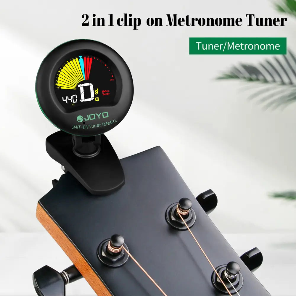 JOYO JMT-01 Guitar Tuner TAP Tempo Metronome 360° Rotating Clip Chromatic Tuning for Guitar/Bass/Violin/Ukulele
