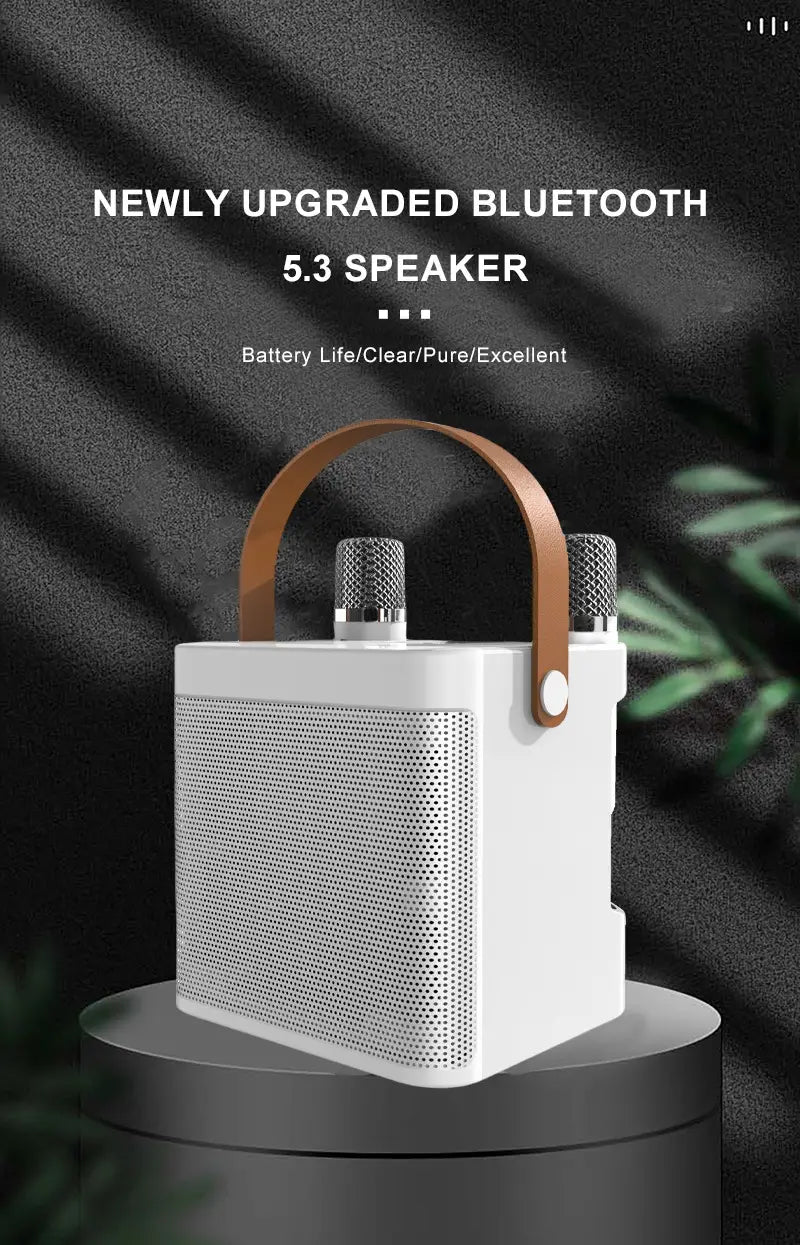 Karaoke Machine for Adults & Kids Portable 60W Speaker Rechargeable 2 Wireless Microphones Music for Party Holidays Teenagers