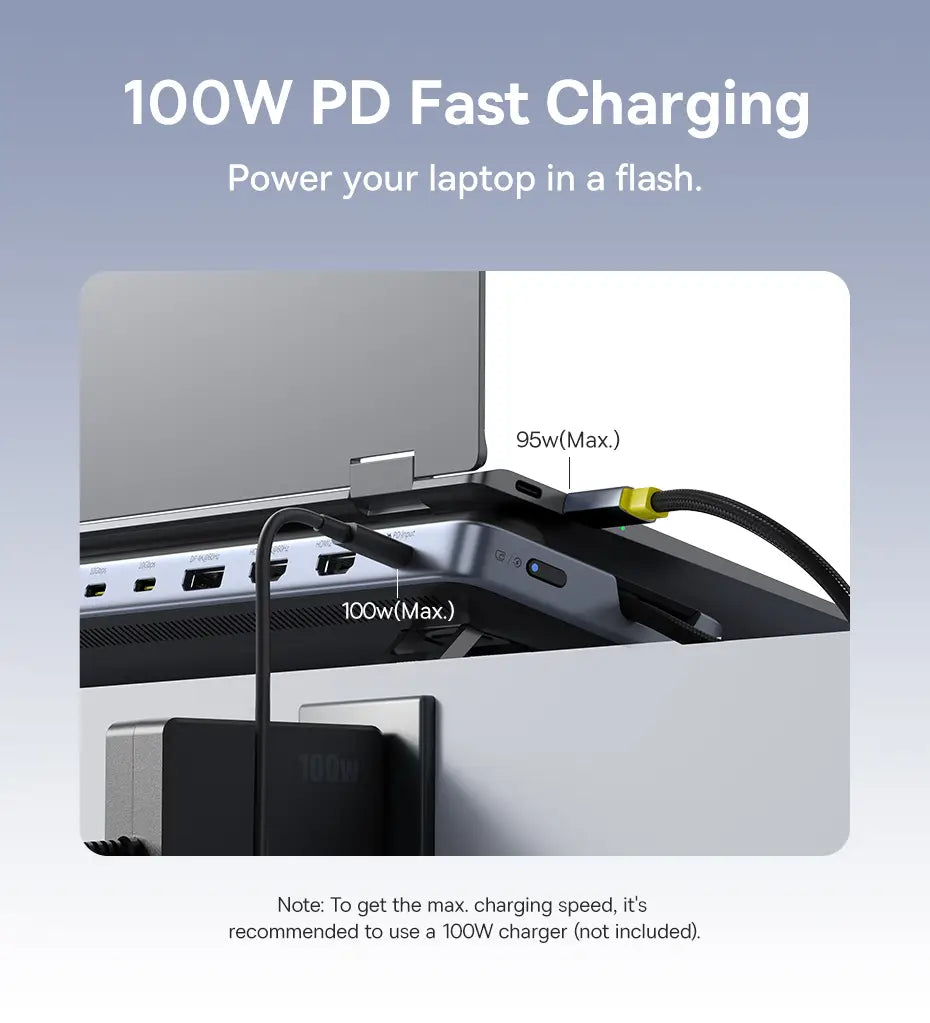 Baseus EH3 12-in-1 USB C Hub HDMI DP 4K 60Hz Triple Display 3.2 for MacBook Laptop PD 100W Type C HUB with Stand Docking Station