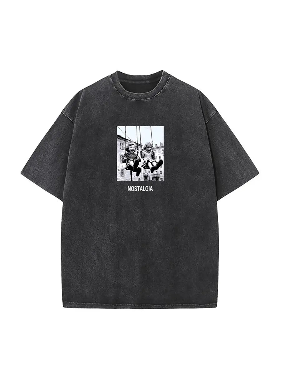 Sumuyoo 100% Cotton Women’s Retro Printed T-shirt Men Vintage Short-sleeve Wax printing T Shirts Fashion Hip Hop Loose Tees