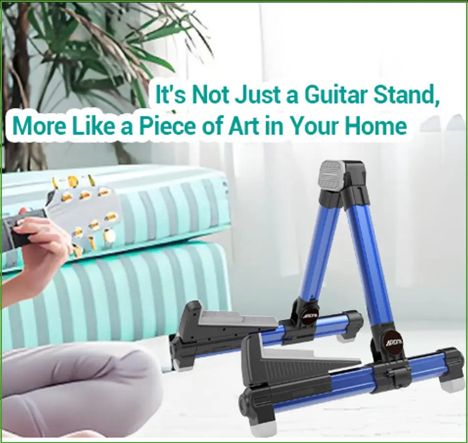 Foldable Aluminum Guitar Stand - Adjustable Floor Stand for All Types of Guitars Bass Ukulele Violin Banjo Easy to Carry,Sturdy