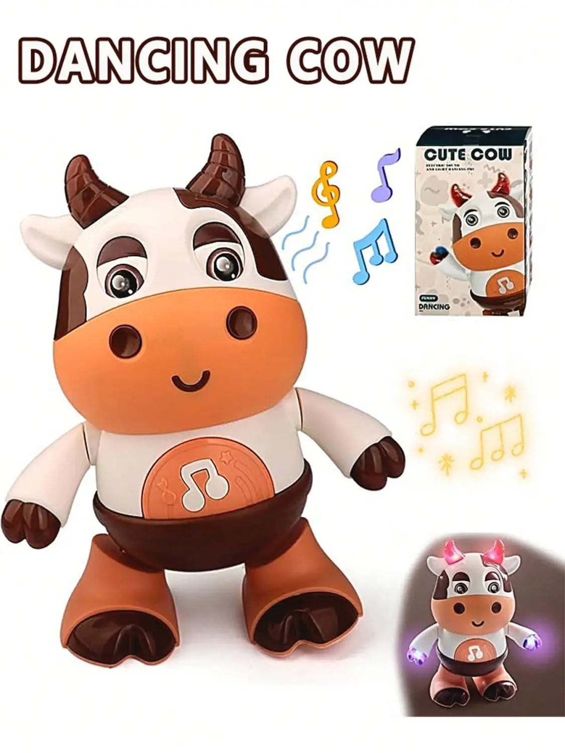 Baby Dancing Cow Toy - Electric Music Plush Cow with Funny Songs and Moves Baby Interactive Baby Toys Cute Toddler Christmas G