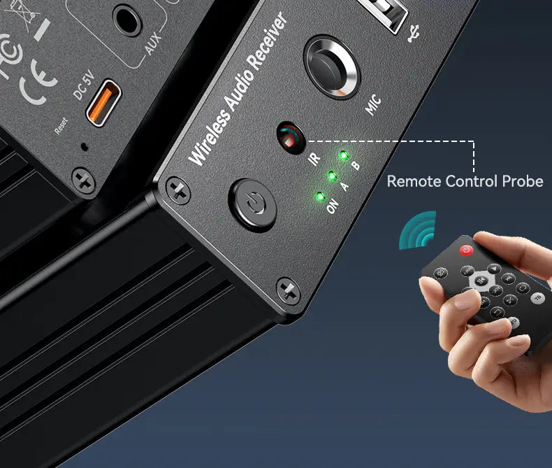 Bluetooth-compatible 6.0 Audio Receiver 3.5mm AUX RCA USB 6.5MM Microphone Music Wireless Adapter with Remote Control for TV PC