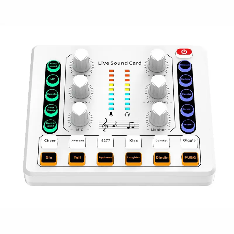 ABAC-M8 Live Sound Card Wireless Bluetooth Audio Mixer Podcast Equipment With Microphone