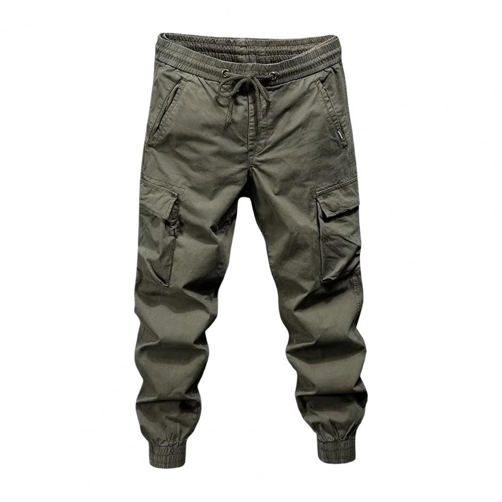 2025 M-5XL Sweatpants Men Cargo Pants Drawstring Waist Multi Pockets Overalls Ankle-banded Streetwear Hip Hop Long Trousers