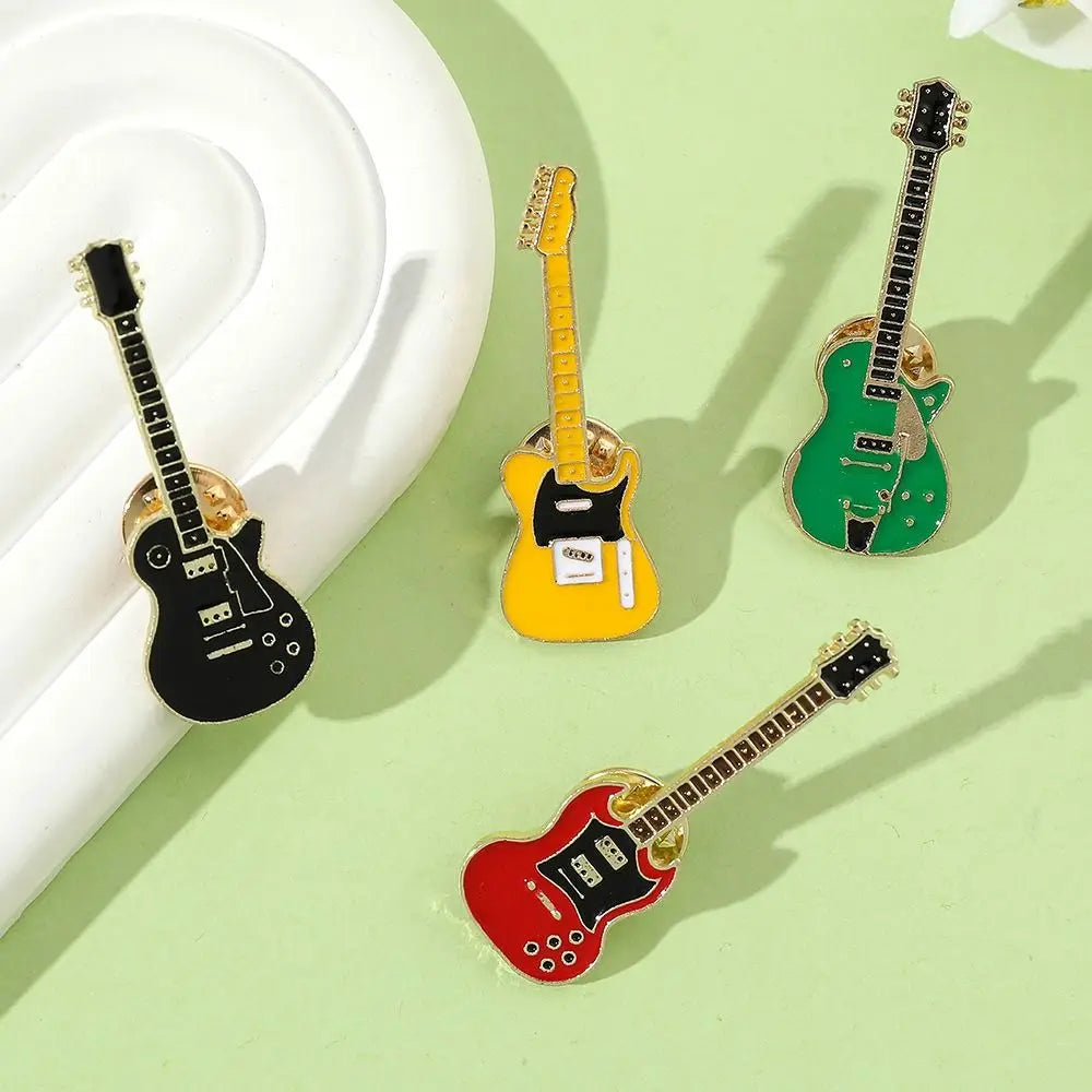 Clothing Accessories Rock Band Guitar Brooch Funny Cartoon Guitar Lapel Badge Metal Guitar Enamel Pins Denim Shirt