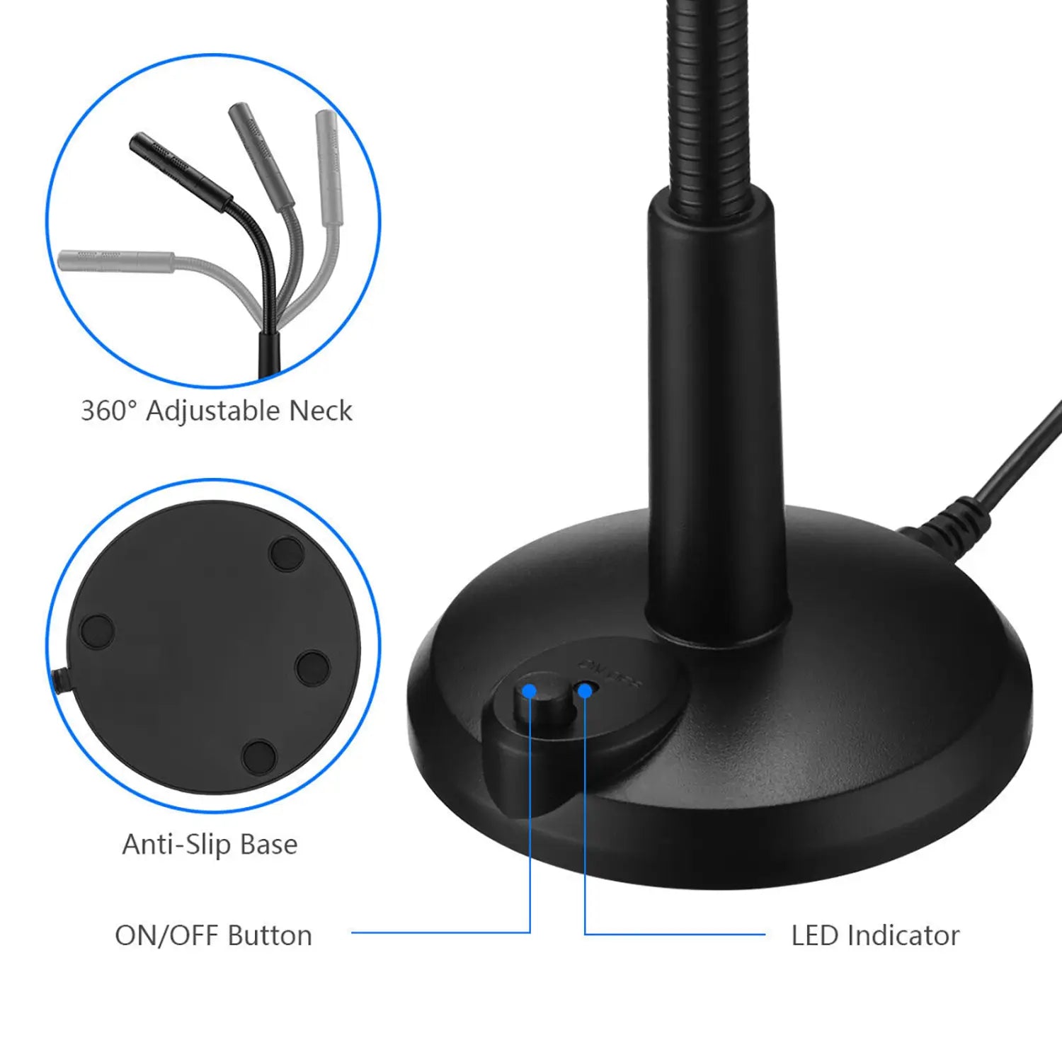 USB Desktop Microphone Plug & Play Omnidirectional PC Laptop Computer Mic For Computer Gaming Recording Chatting Singing Meeting