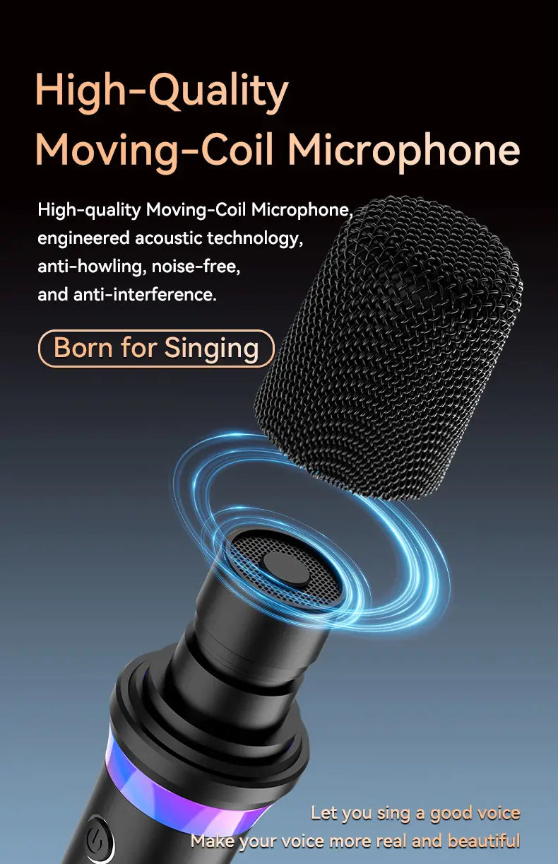 DS-K2 Karaoke Companion Bluetooth 5.3 Wireless Moving-Coil Microphone With RGB Light KTV DSP Mixer System For Wired Speaker Car