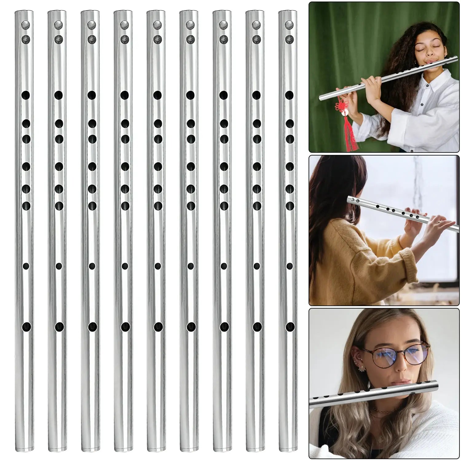 Professional Stainless Steel Flute for Music Learners Beginners Adults Kids Durable Mildew Resistant Easy Play Wind Instrument