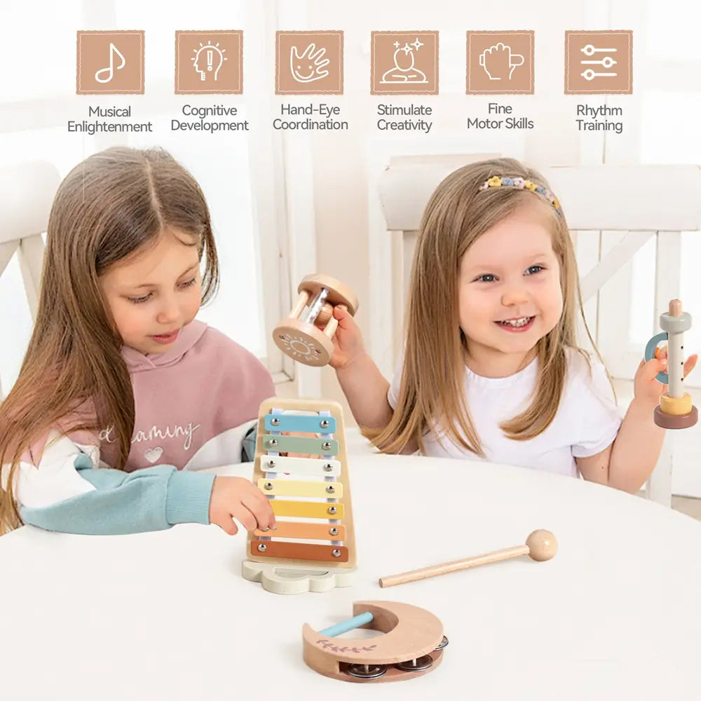Musical Instruments Montessori Music Baby 12 Months Toys Drum Xylophone Kids Early Educational Wooden Instruments Baby Toys