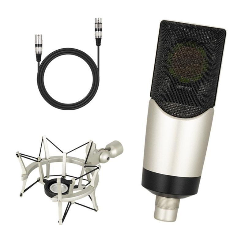 652F Professional Condenser Studio Vocal Recording Large Diaphragm Microphone 48V for Computer Gaming Live Streaming