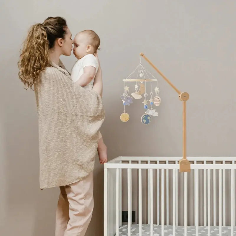 Revolving Music Box For Newborns Baby Crib Imitation Wood Color Hanging Rattle Baby Soothing Musical Toys 0-12 Months Baby Gift