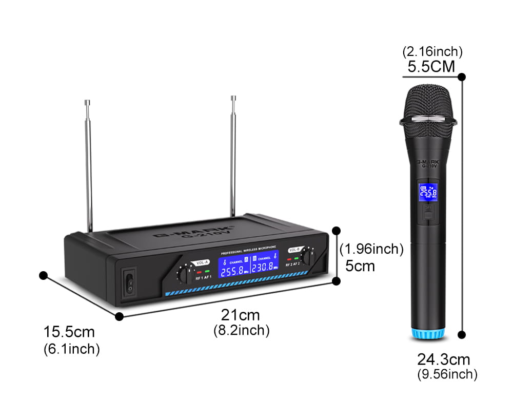 Karaoke Wireless Microphone G-MARK G210V Professional 2 Channels Handheld Mic For Party Meeting Church Show Home
