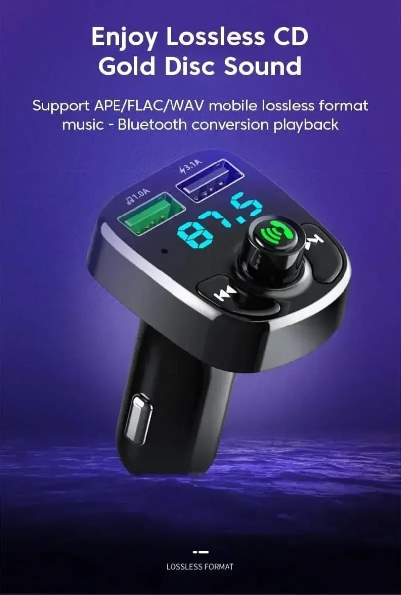 Bluetooth 5.0 LED MP3 Car Bluetooth FM Audio Receiver Hands-Free Transmitter 2.1A 3.1A QC3.0 PD Type C Dual USB Car kit Charger