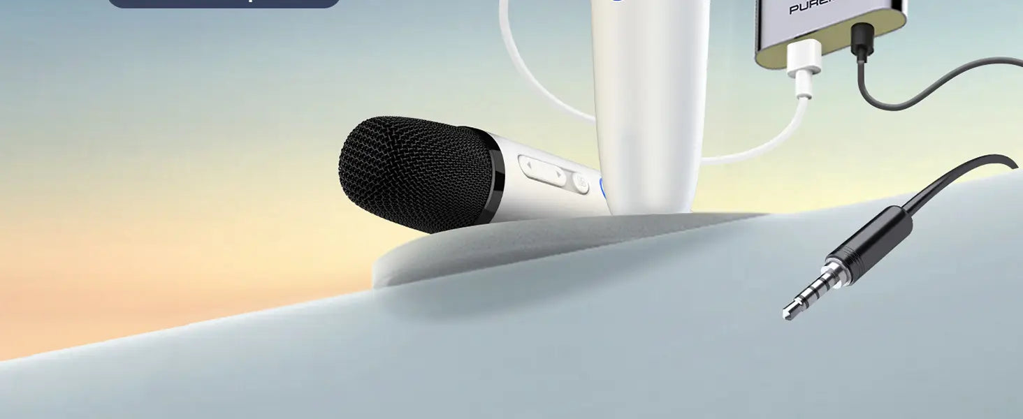 Q1PRO-Tesla Karaoke Mic with Portable Bag Wireless Mic with 8 Joy Effects Rechargeable Mic with Type-C & Aux in Receiver