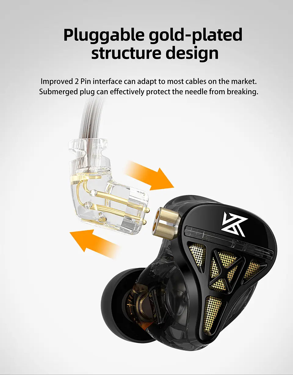 KZ DQS Metal Wired Earphones With Microphone In Ear Earbuds Headphones HiFi Bass Monitor Sport Music Stereo Detachable Headset