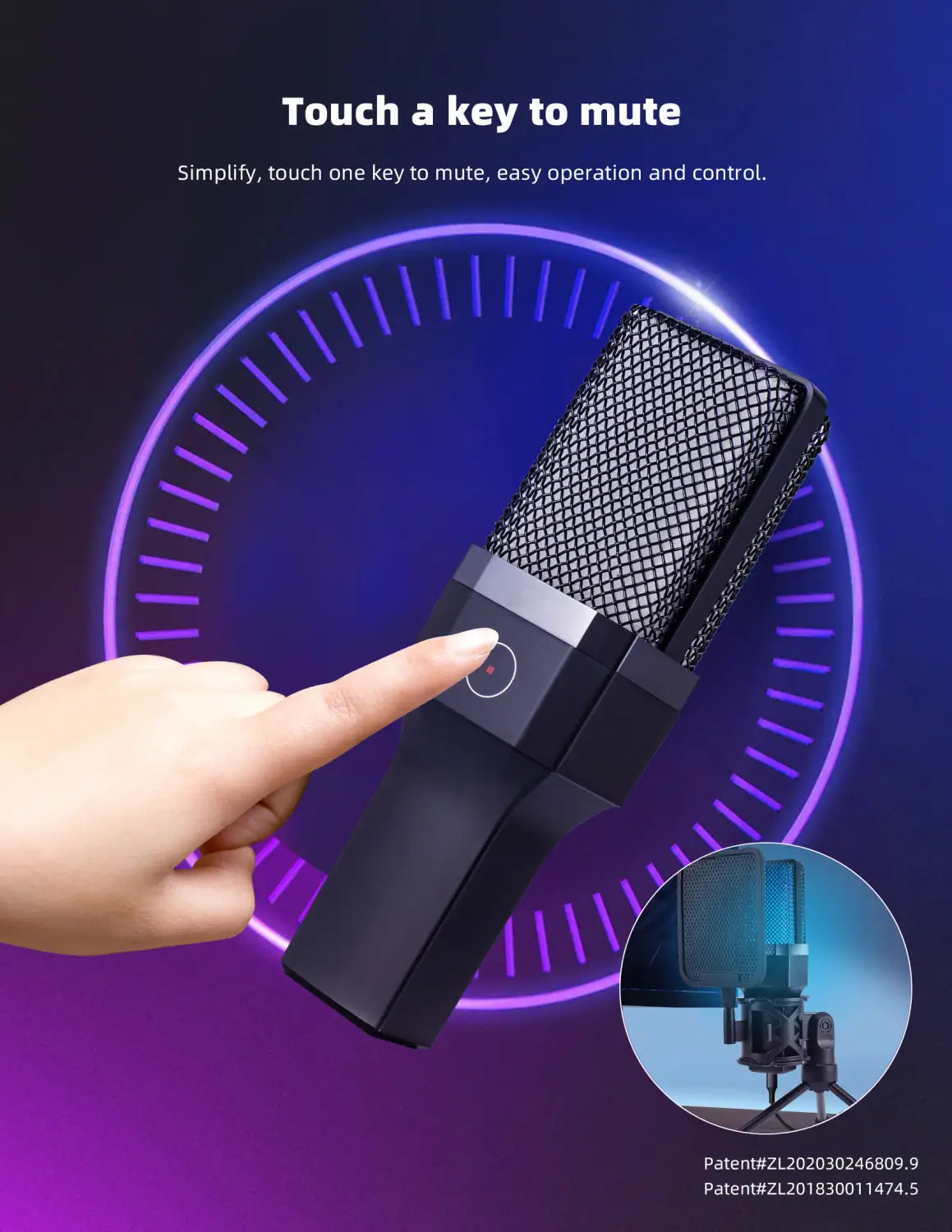 Computer Professional Gaming Condenser Microphone Karaoke Mic PC Laptop USB Wired Live Streaming Podcast Studio Mike Kit Gamer