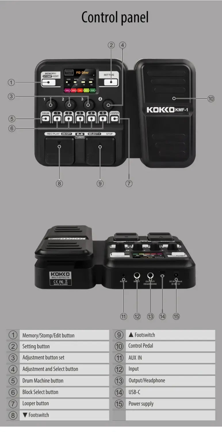 Guitar Pedal Synthesized Effect 18 Amp Models IR 512 Dot Sampling Drum Machine and Loop Function KMF-1 Guitar Accessories