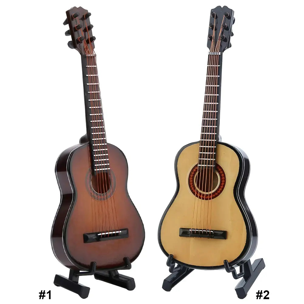 Wooden Miniature Guitar Model with Stand Modern Simple Mini Musical Ornaments Craft Home Desk Decoration for Home Display Decor