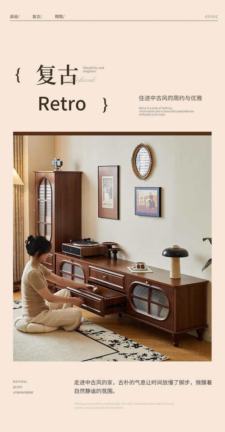 American Vintage Tv Stand Premium Trendy Mid Century Aesthetic Tv Cabinet Classic Luxury Soportes De Televisión Furniture Home