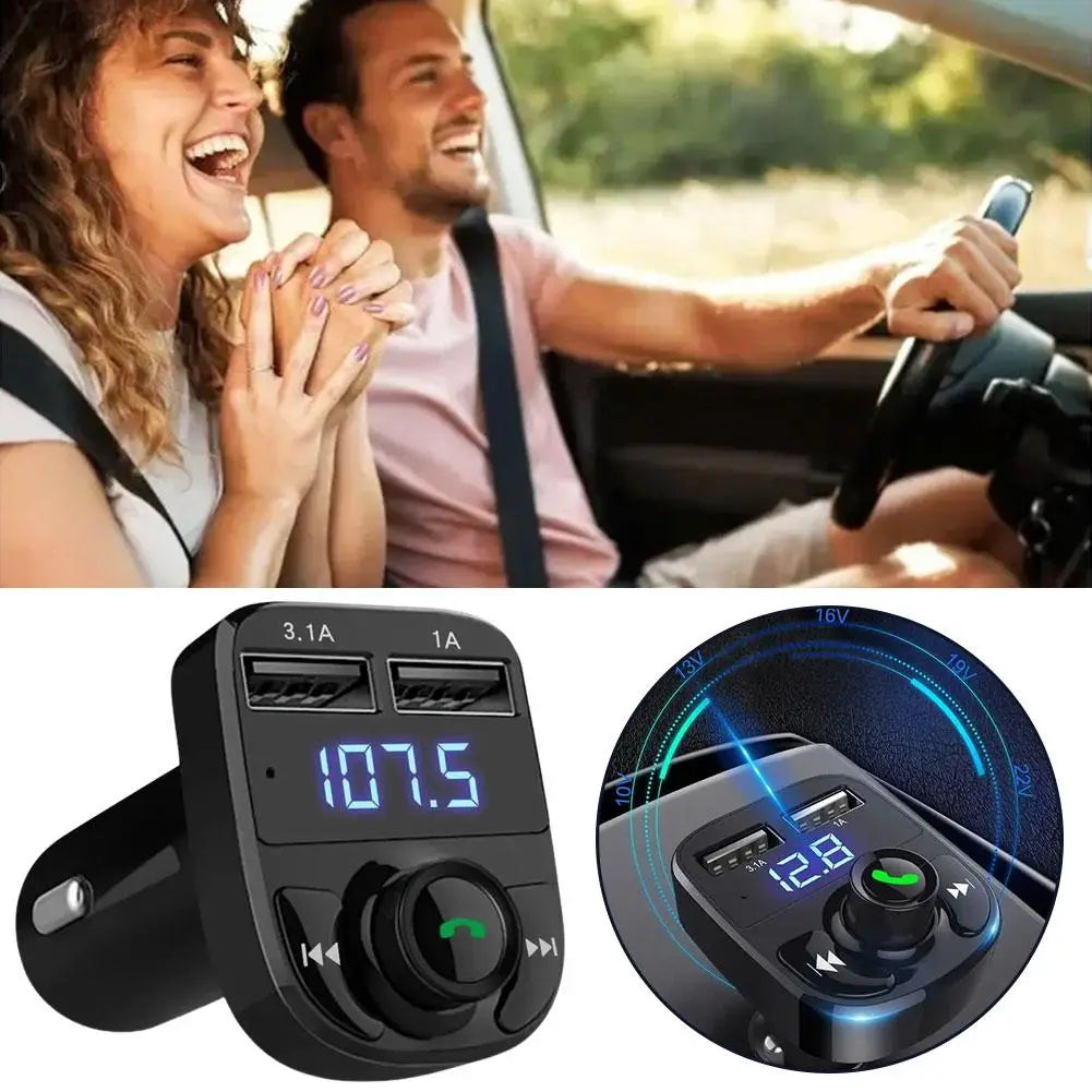 Bluetooth FM Transmitter Car Hands-Free Calling Radio Receiver Mp3 Music Stereo Adapter Dual USB Port Charger New