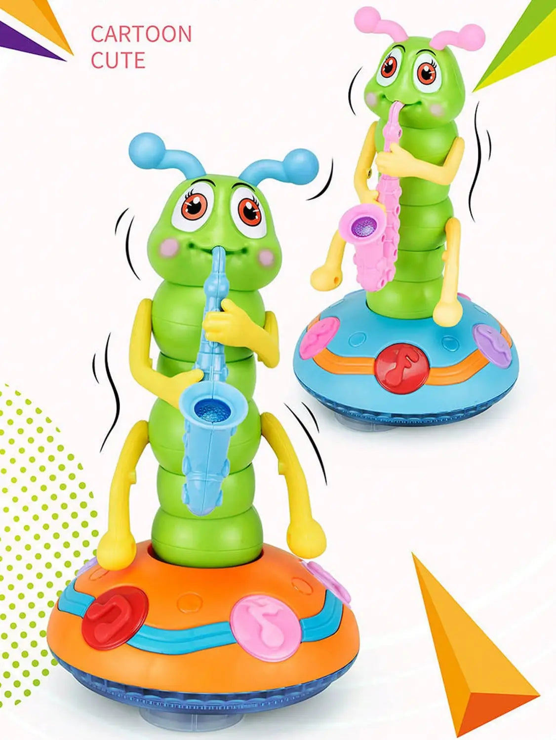 1pcs Children’s Electric Caterpillar Saxophone Toys,Dancing Saxophone Caterpillar,LED Light Caterpillar Saxophone Toy Wriggle Ca