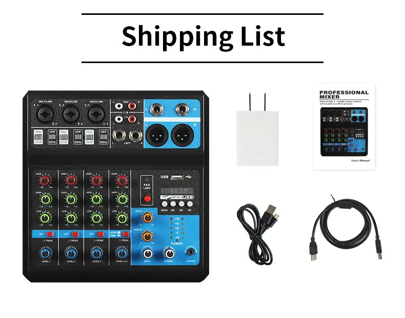 5 - Way Computer Recording Free Drive Sound Card Mixing Console Mixer Audio Professional Pro Audio Equipment Interface Processor