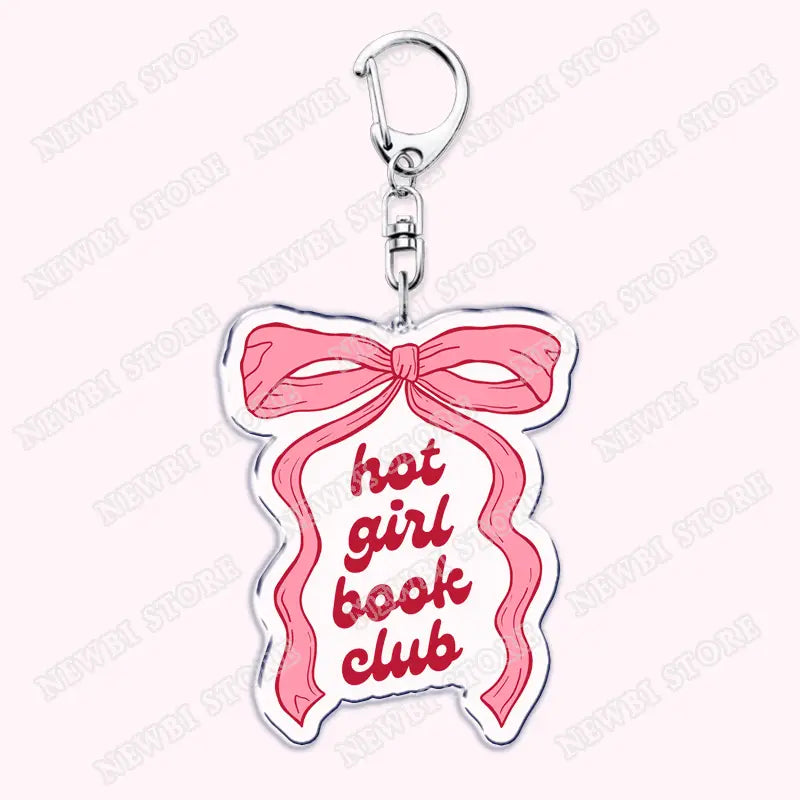 Aesthetic Coquette Pink Keychains for Womens Accessories Ribbon Hot Girl Book Club Bow Flowers Keyrings Friends Lovers Gifts