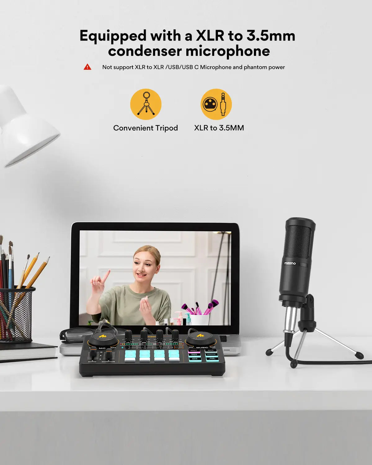 MaonoCaster AM200-S1 Audio Interface Podcast Studio Sound Card Kit with Microphone for Live Streaming Recording Youtube PC\Phone