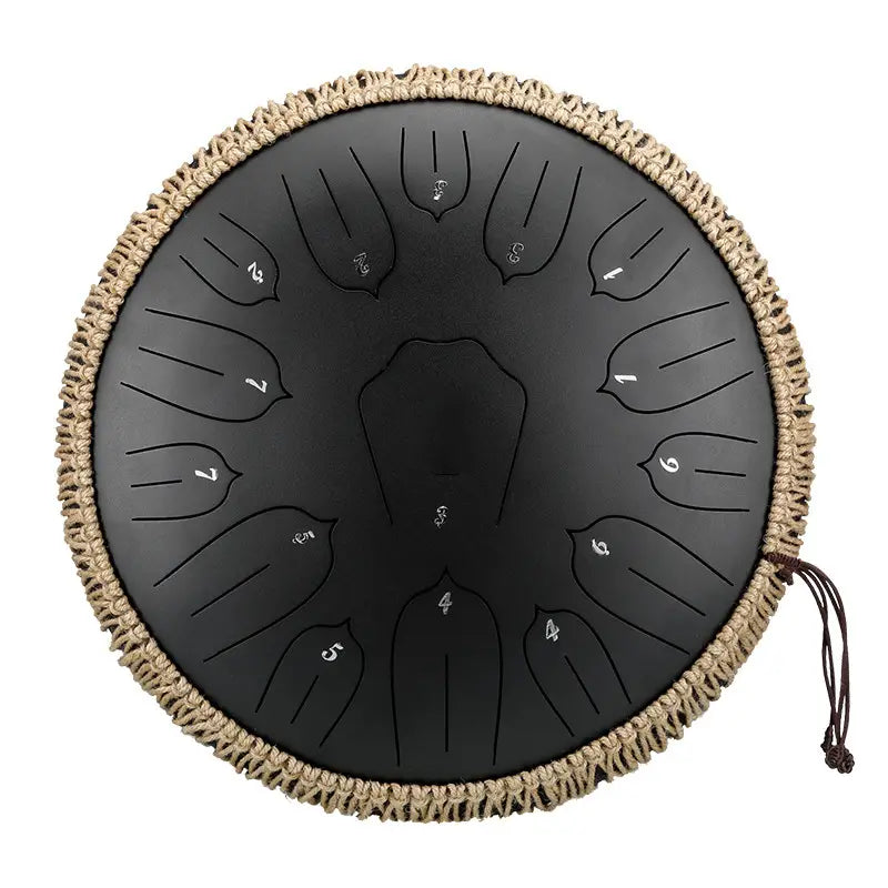 Hluru Music Drum 13 Inch 15 Notes Glucophone Steel Tongue Drum 15 Notes D Tone Ethereal Drum Percussion Musical Instruments