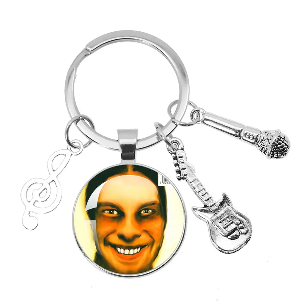Hip-Hop Aphex Twin Logo Music Themed Keychain Jewelry Backpack Accessories Souvenir Pendant Key Ring Fans Gift