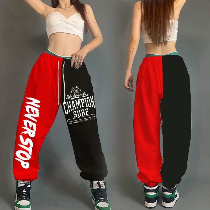 Hip Hop Women Streetwear Dance Sweatpants Spring Autumn New High Waist Letter Print Pockets Cotton Loose Fashion Casual Trousers