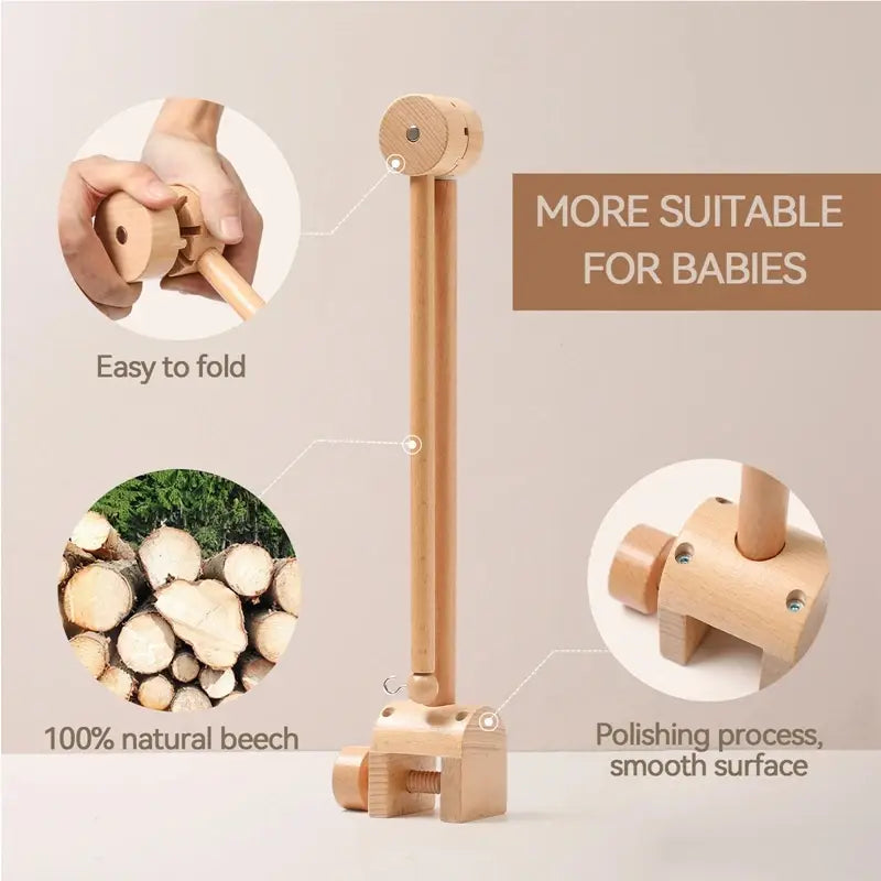 Revolving Music Box For Newborns Baby Crib Imitation Wood Color Hanging Rattle Baby Soothing Musical Toys 0-12 Months Baby Gift