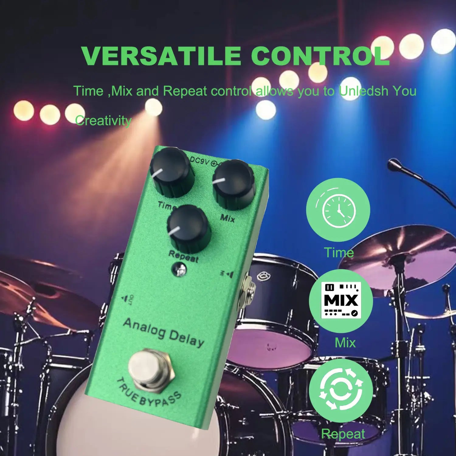 Mini Electric Guitar Effect Pedal Overdrive/Distortion Crunch/US Dream/Chorus/Vintage Phase/Digital Delay/Tremolo