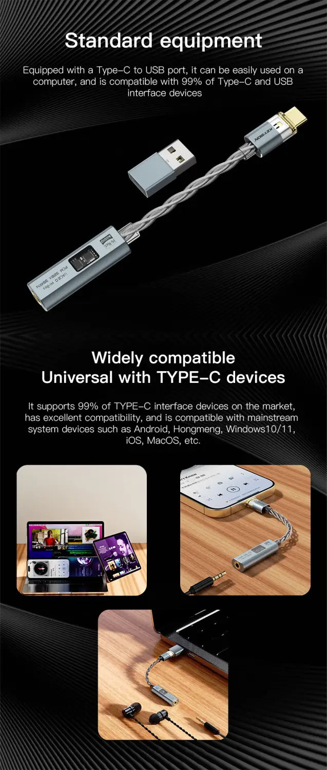 KEYSION USB C Type-C to 3.5mm DAC CX31993 MAX97220 Dual Chip Digital Audio Amplifier UAC2.0 HiFi Audio Adapter AMP 32bit 384KHz