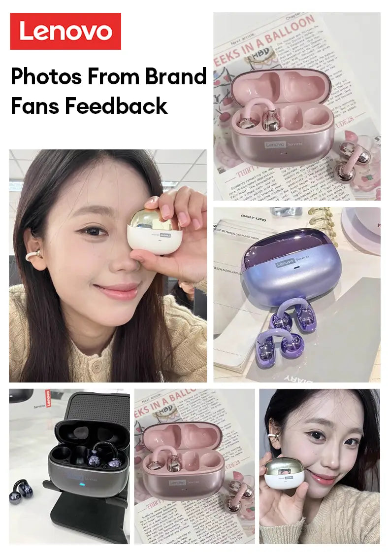 Original Lenovo LE302 Bluetooth Earphones HiFi Sound Ear Clip Earbuds Sports Music Long Battery Life Wireless Headphones Choice