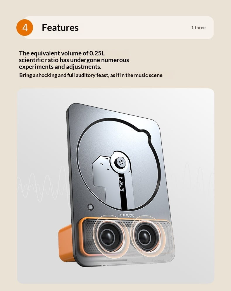 JAEK AUDIO C30 CD Player Wireless Bluetooth Minimalist Music Album Player HiFi Audio All-in-one Machine Phonograph Record Player