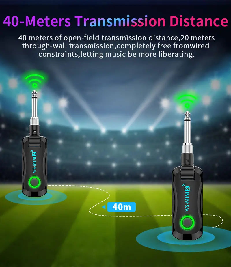 2.4GHz Mini Wireless Guitar System Rechargeable Audio Wireless Guitar Transmitter Receiver for Guitar Bass Electric Instruments