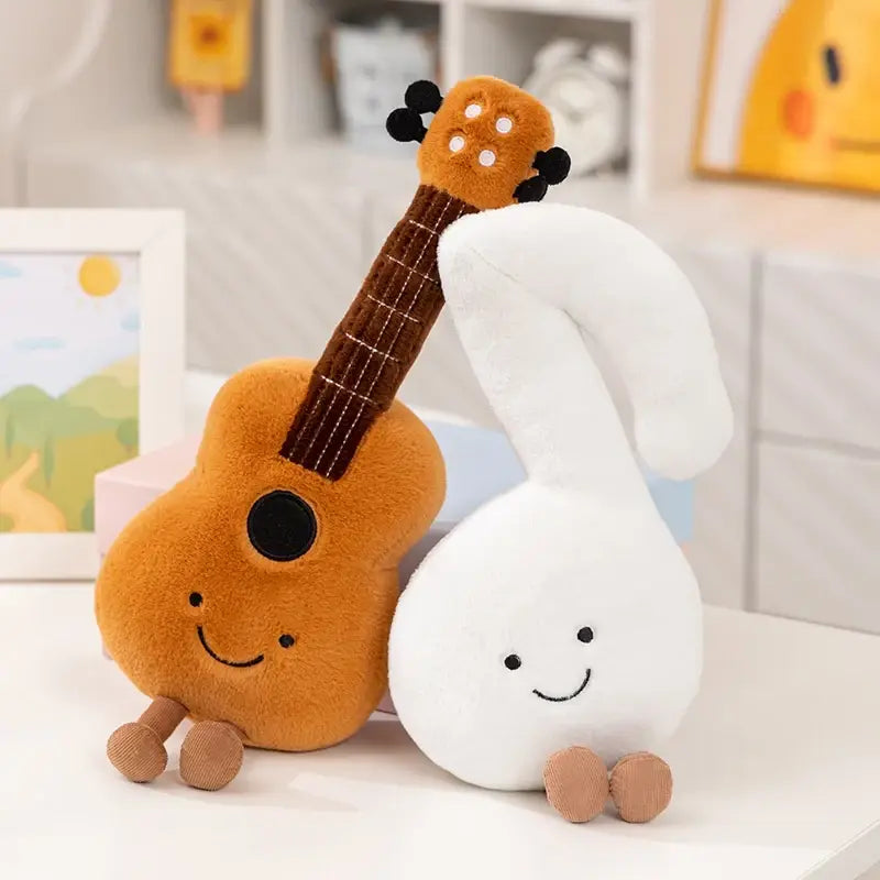 Cute Musical Plush Toy Soft Violin 30cm Guitar Pipa Tuning Fork Note Stuffed Doll Instrument Gift for Kid Music Lover Home Decor