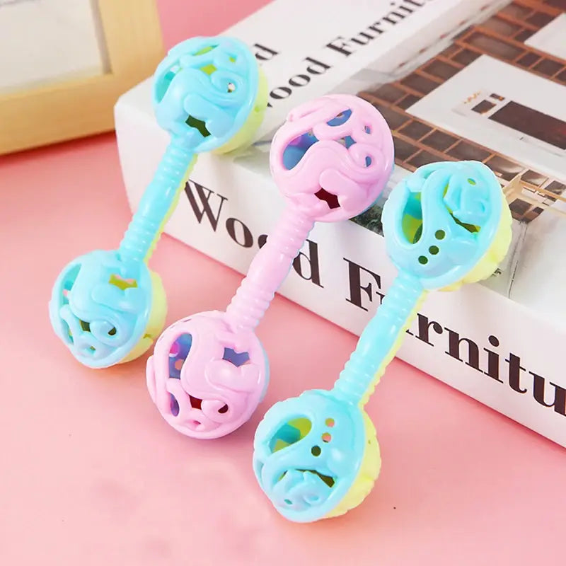 3Pcs Double-Headed Hand Rattle Children’s Party Toys To Appease The Baby Small Toy Rattle Toy Baby Shower Hand Holding Bell Gift