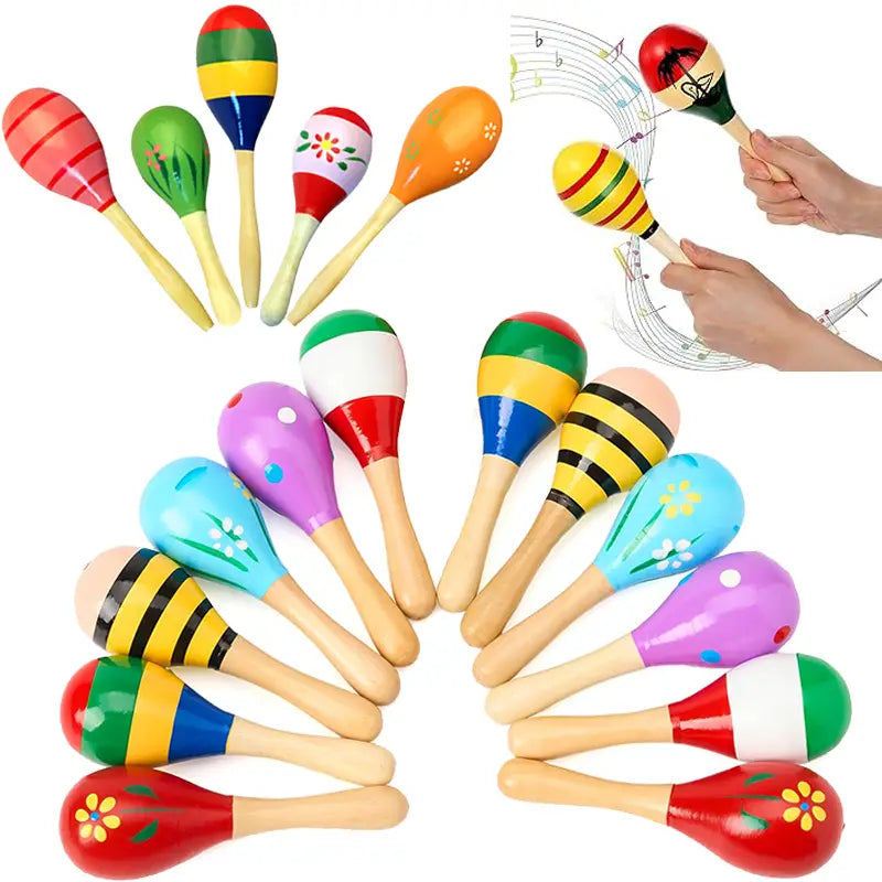 2pcs Sand Hammers Wooden Toys 2Sizes Available Musical Instrument Children Orff Instruments Brain-boosting Montessori Games TMZ