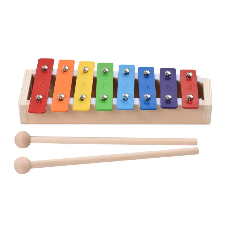 8 Keys Xylophone Compact Size Glockenspiel Colorful Aluminum Plate Piano with Wooden Mallets Percussion Musical Instrument Gift