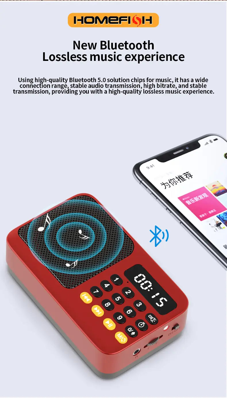 Handheld Rechargeable Digital FM USB TF MP3 Player Portable Radio Music Player Speaker Devices Supplies With LED Display Radio