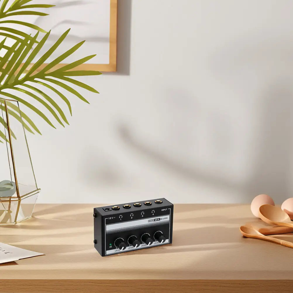 Recording Studio Headphone Amplifier Metal Channel Office Headphone Splitter Mini Audio Amp Supply Eu Plug