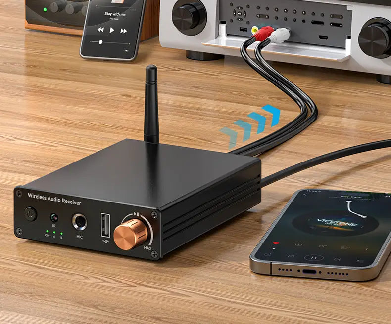 Bluetooth-compatible 6.0 Audio Receiver 3.5mm AUX RCA USB 6.5MM Microphone Music Wireless Adapter with Remote Control for TV PC